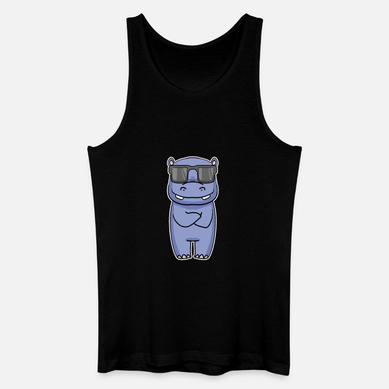 Nilpferd mit Brille - Männer Bio Tank Top - Schwarz
