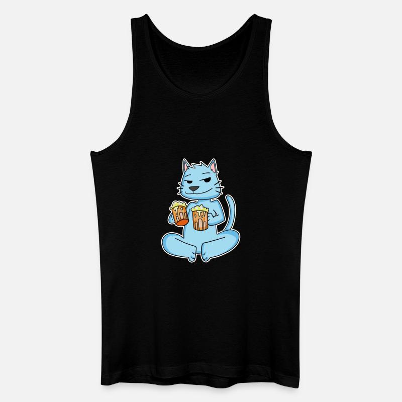 Katze mit Bier - Männer Bio Tank Top - Schwarz