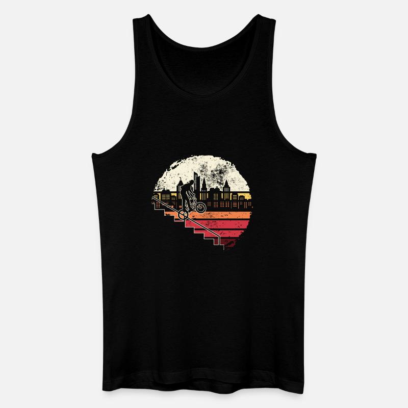 Urban Skyline Einrad Glow - Männer Bio Tank Top - Schwarz