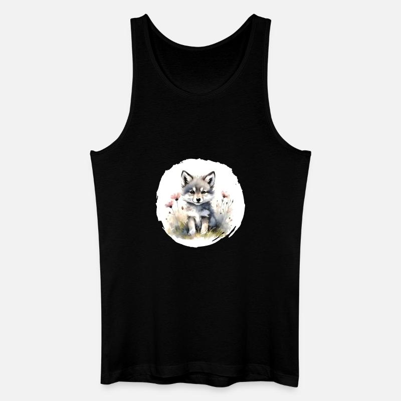 Wölfchen Aquarell - Männer Bio Tank Top - Schwarz