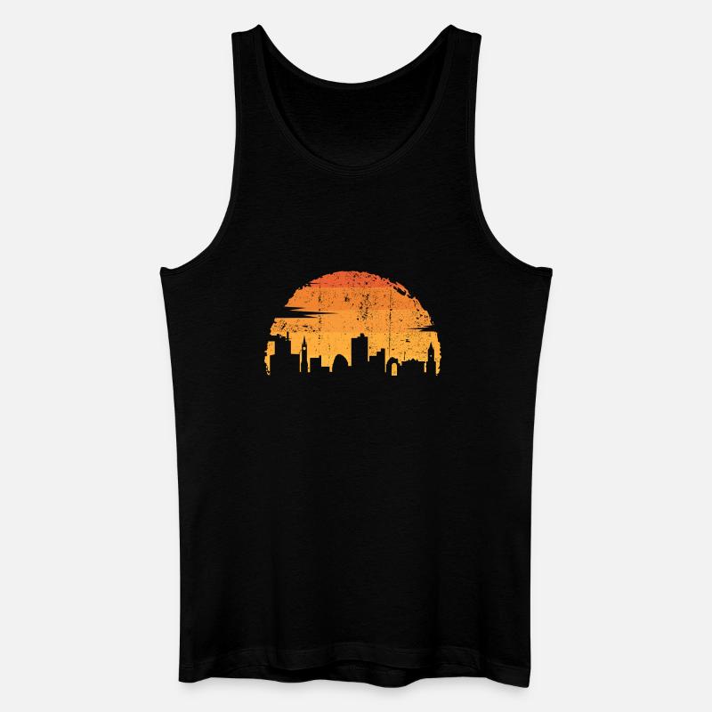 Sunset City Silhouette - Männer Bio Tank Top - Schwarz