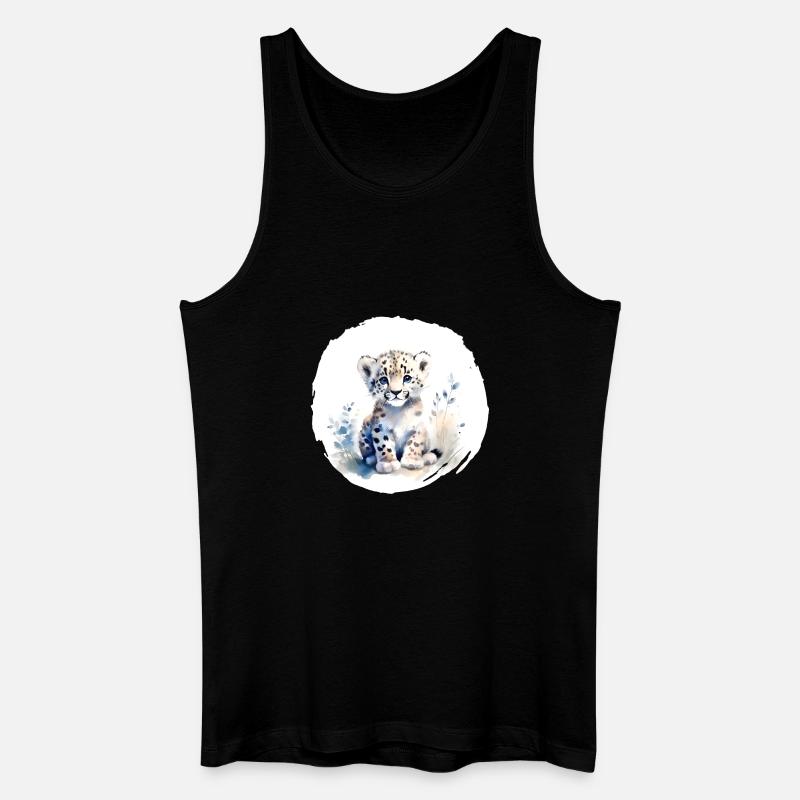 Schneeleopard Aquarell - Männer Bio Tank Top - Schwarz