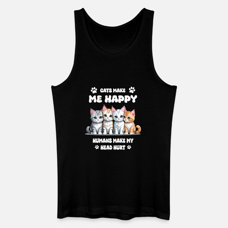 Les chats me rendent heureuse... - Débardeur bio Homme - noir