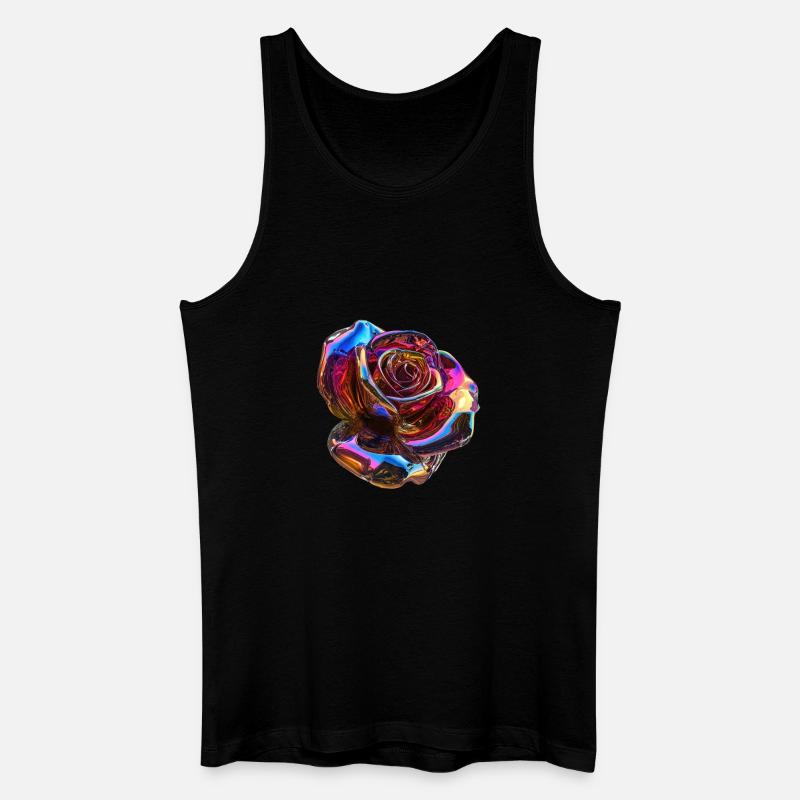 Irisierende Regenbogenrose - Männer Bio Tank Top - Schwarz