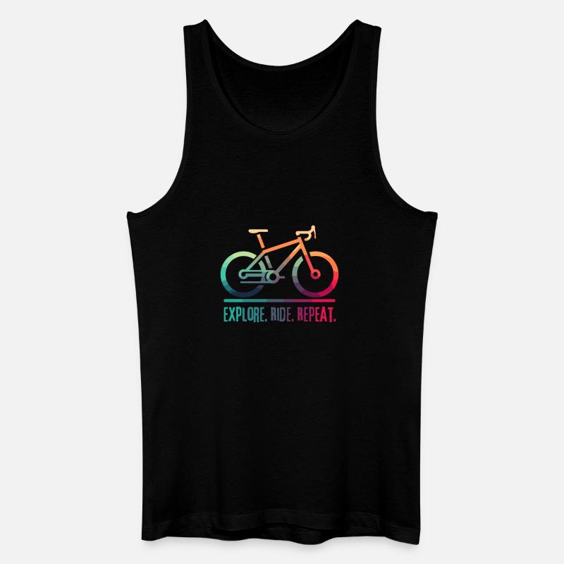 Explore Ride Repeat - projekt dla rowerzysty - Ekologiczny tank top męski - czarny