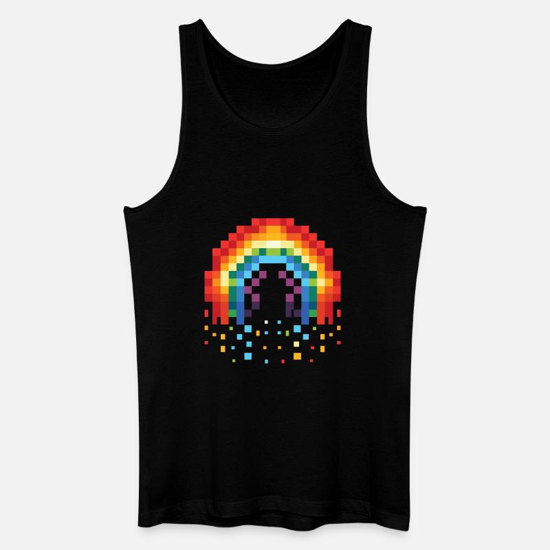 Pixel Art Regenbogen 8-Bit Retro - Männer Bio Tank Top - Schwarz