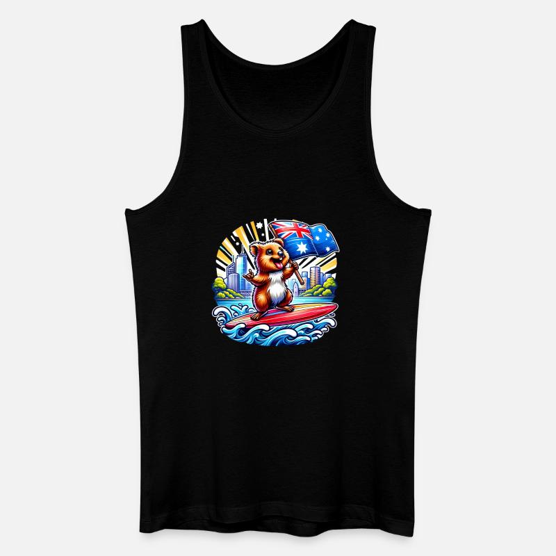 Quokka Australien Surfing Design - Männer Bio Tank Top - Schwarz