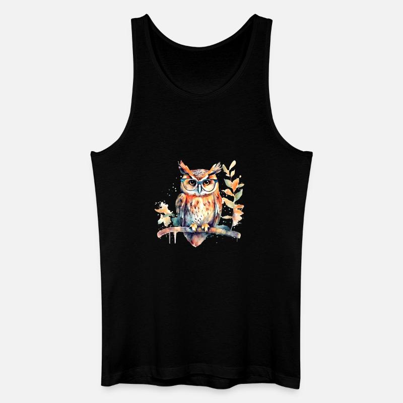 Eule mit Brille - Männer Bio Tank Top - Schwarz