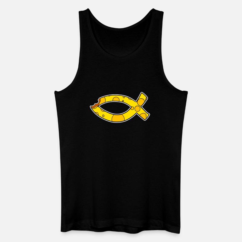Fisch Symbol Käse - Männer Bio Tank Top - Schwarz
