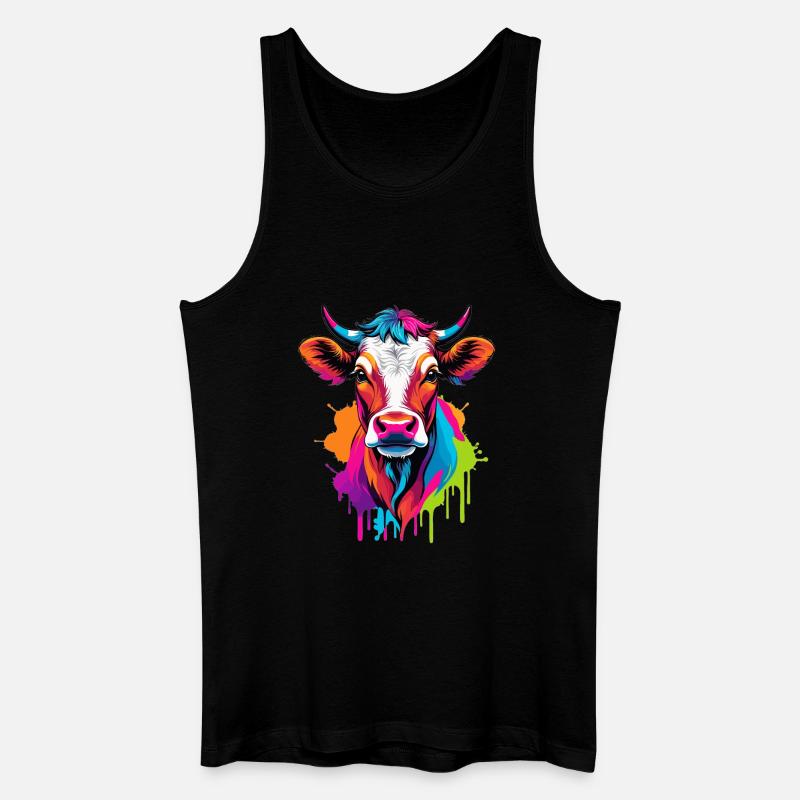 Süße bunte Kuh - Männer Bio Tank Top - Schwarz
