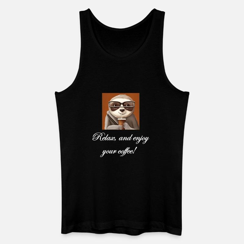 Faultier, das Kaffee trinkt. - Männer Bio Tank Top - Schwarz