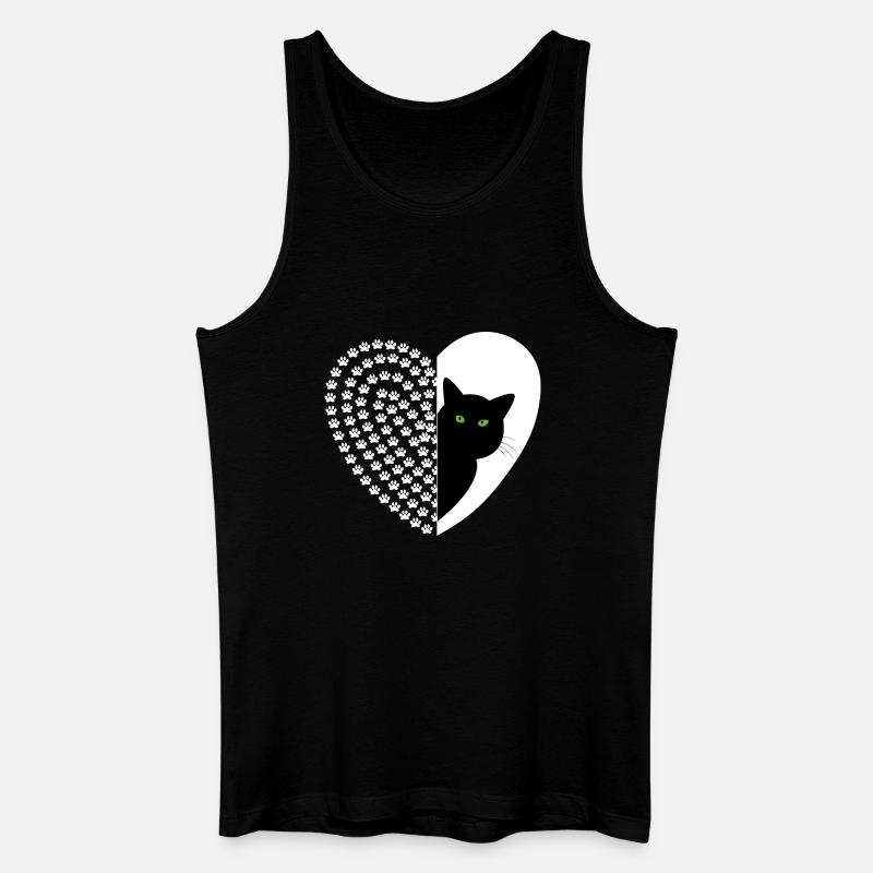 Schwarze Katze mit Blumenmuster - Männer Bio Tank Top - Schwarz