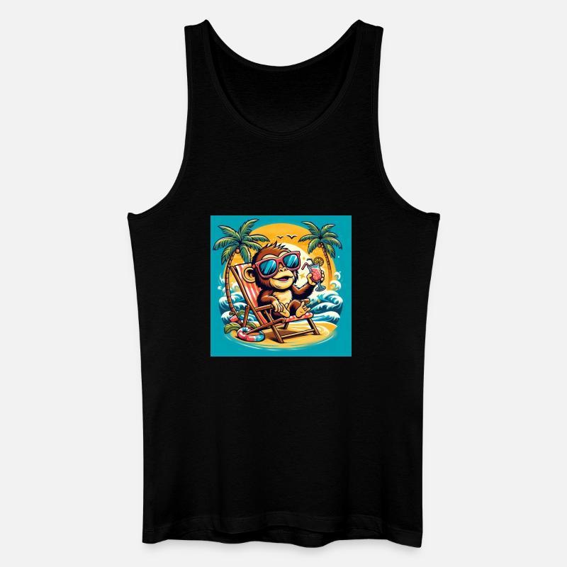 Äffchen am Strand - Männer Bio Tank Top - Schwarz