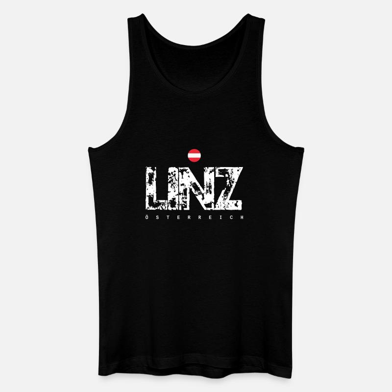 Linz Distressed City Text - Männer Bio Tank Top - Schwarz
