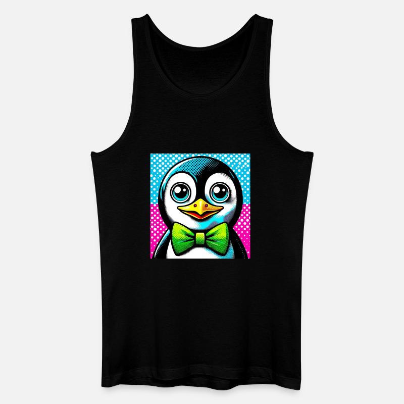 Pinguin mit Fliege Pop Art - Männer Bio Tank Top - Schwarz