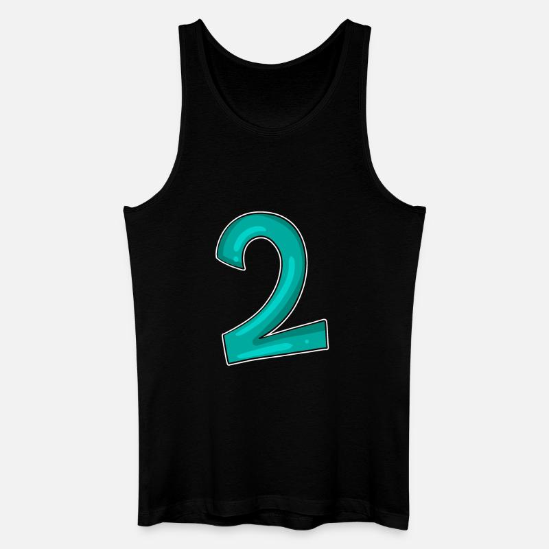 2 - Zahl - Nummer Zwei - Männer Bio Tank Top - Schwarz