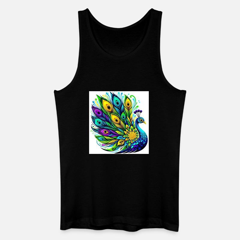 Pfau - Männer Bio Tank Top - Schwarz