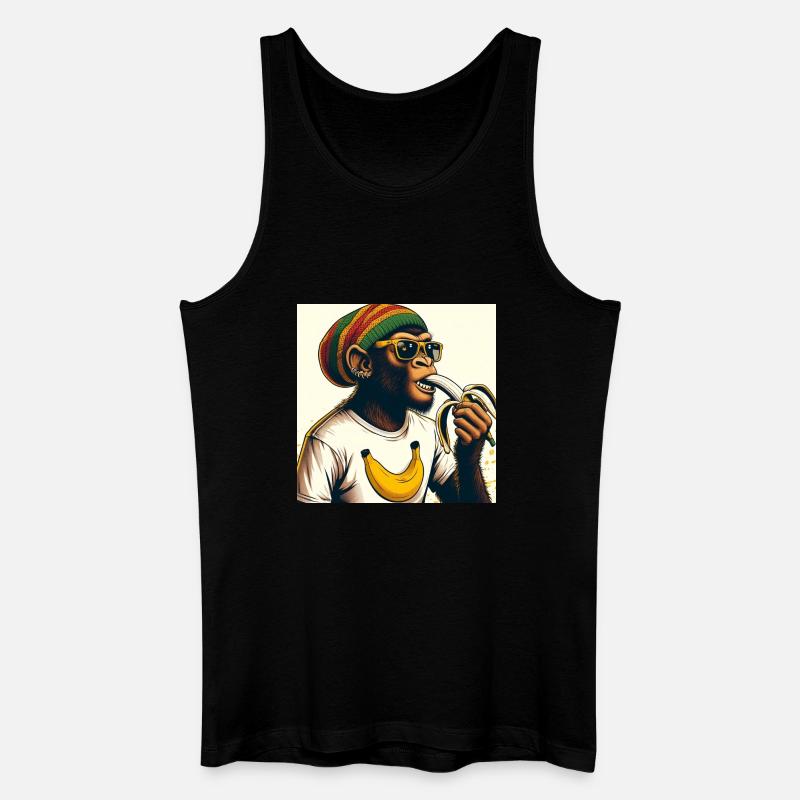 Cool monkey eats banana - Men’s Organic Tank Top - black