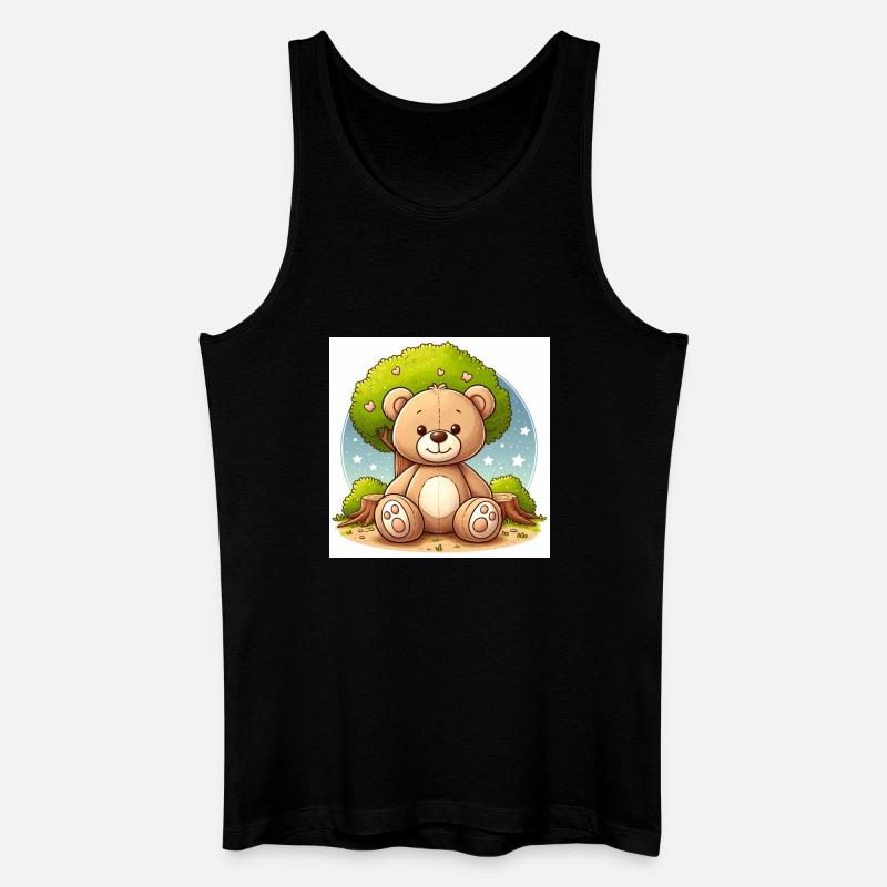 Teddybär vor einem Baum - Männer Bio Tank Top - Schwarz