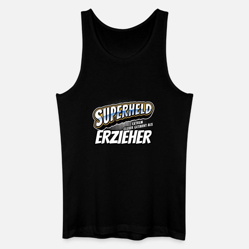 Superheld, clever getarnt als Erzieher - Männer Bio Tank Top - Schwarz
