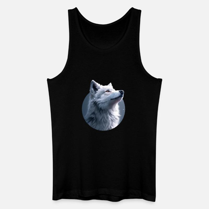 Weißer Wolf Illustration - Männer Bio Tank Top - Schwarz
