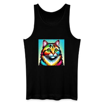 Chat Pop Art - Débardeur bio Homme - noir - Devant