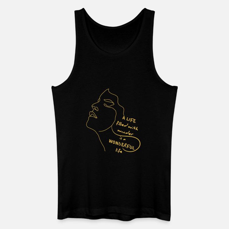 Leben voller Wunder – Linienkunst Zitat - Männer Bio Tank Top - Schwarz