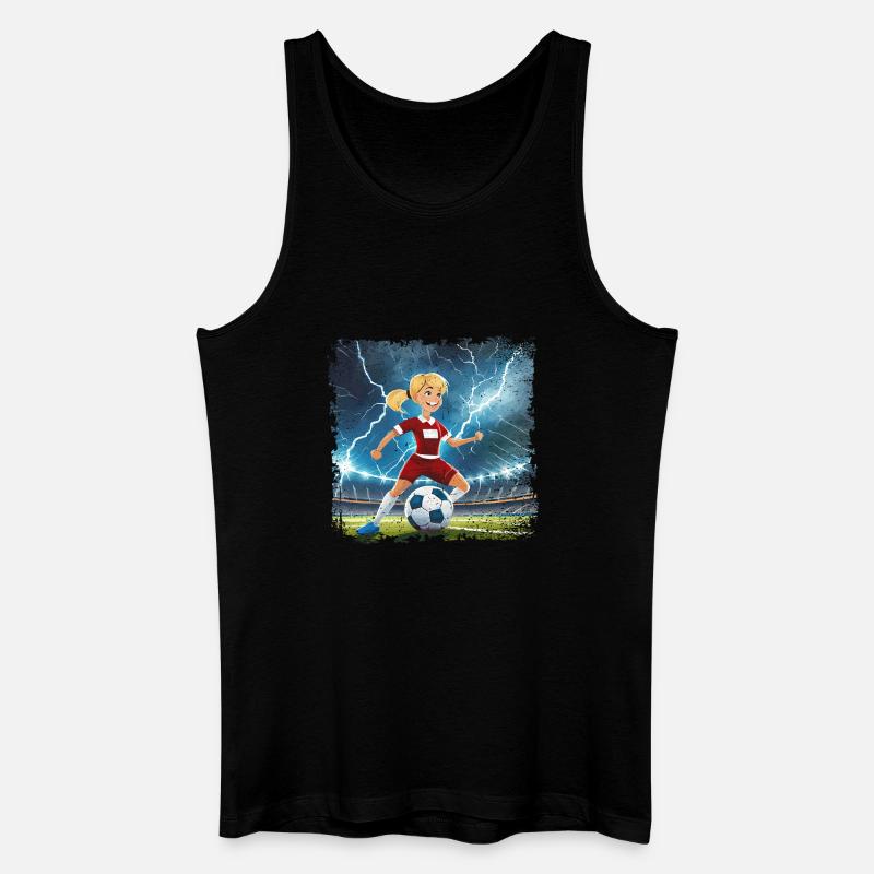 Fussballerin Comicfigur Stadion mit Blitzen - Männer Bio Tank Top - Schwarz
