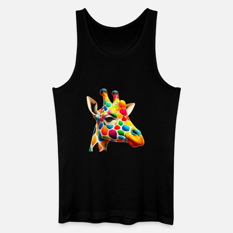 Girafe colorée et peinte comme Arlequin - Débardeur bio Homme - noir