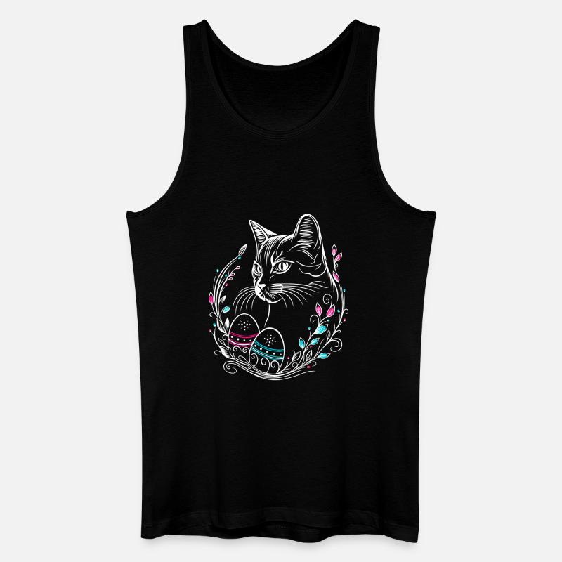 Katze Ostern Ostereier Easter Cat - Männer Bio Tank Top - Schwarz