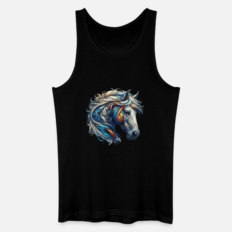 Pferd - Männer Bio Tank Top - Schwarz