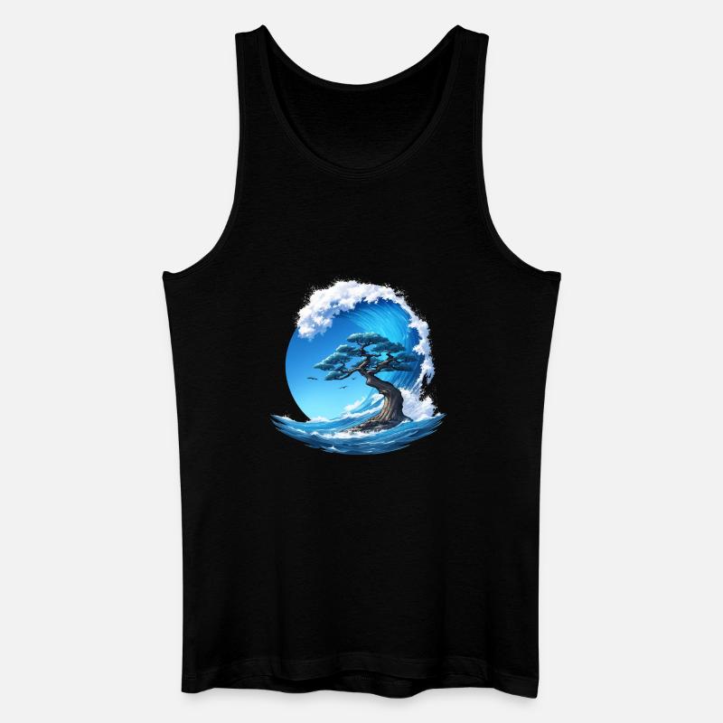 Ein Baum unter einer Welle - Männer Bio Tank Top - Schwarz