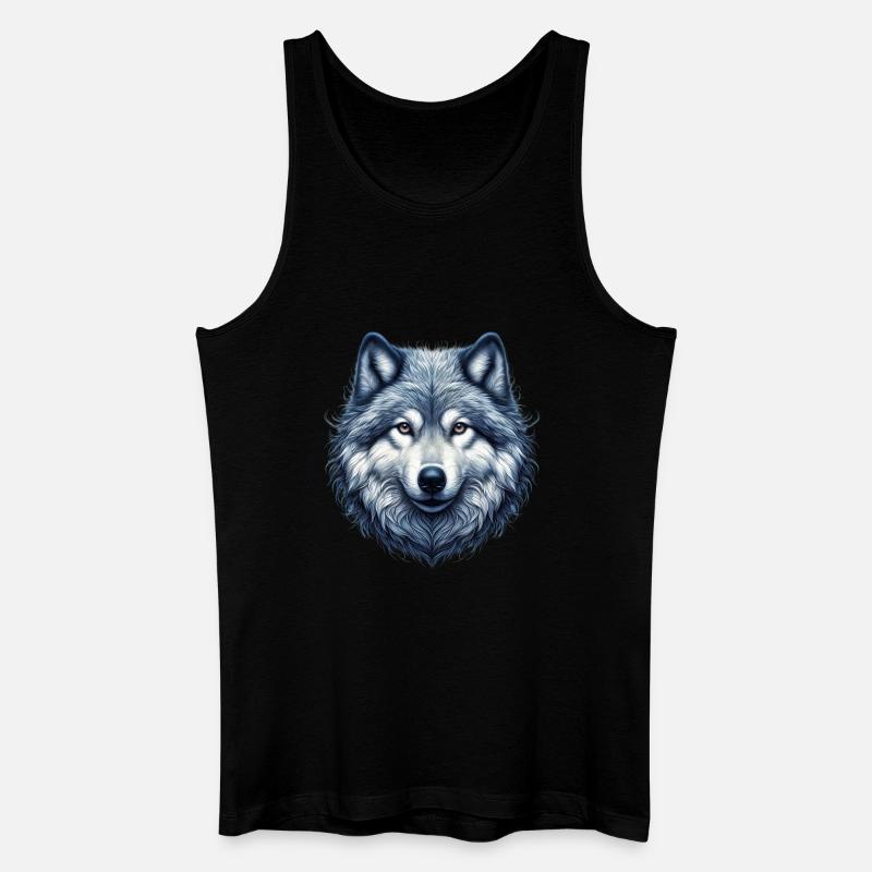 Wolf - Männer Bio Tank Top - Schwarz