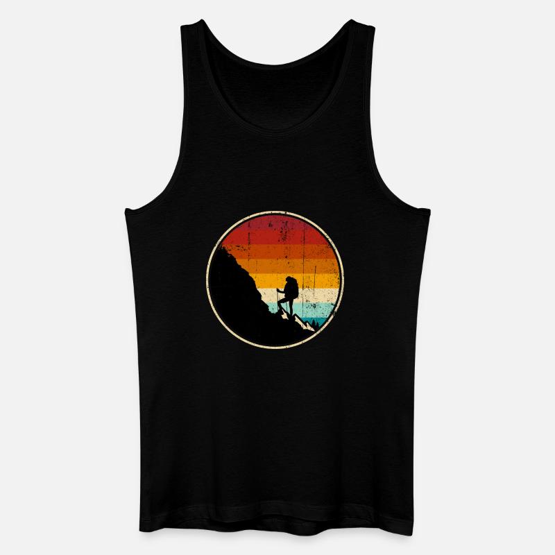 Kletterer am Sunset Retro Circle - Männer Bio Tank Top - Schwarz