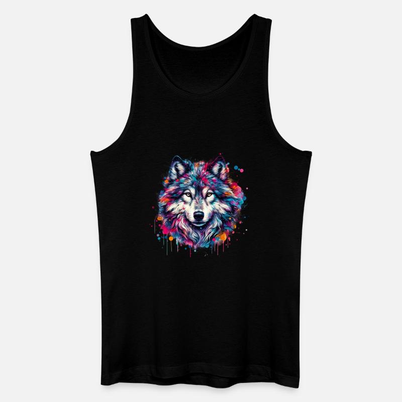 Wolf - Männer Bio Tank Top - Schwarz