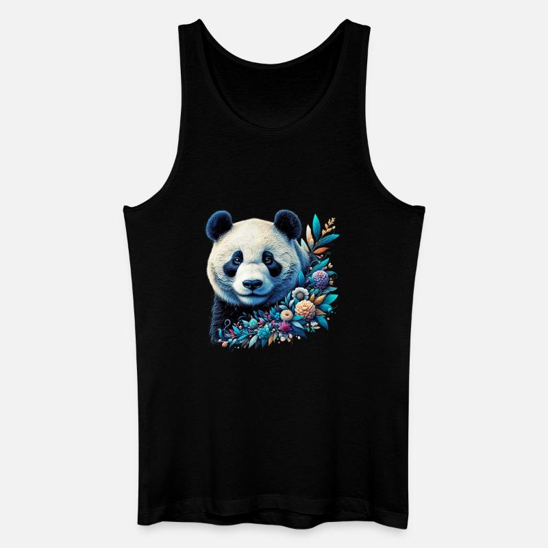 Panda - Männer Bio Tank Top - Schwarz