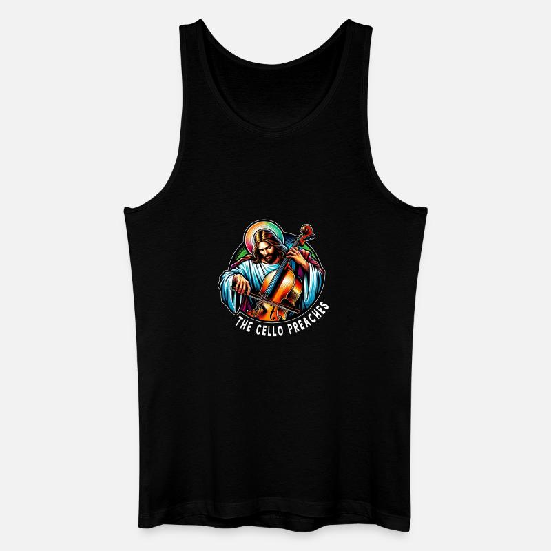 Das Cello predigt Jesus Christus - Männer Bio Tank Top - Schwarz