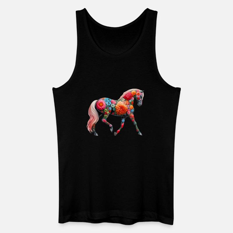 Pferd mit Blumen geschmückt - Männer Bio Tank Top - Schwarz