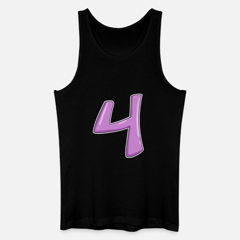 4 - Vier Zahl Nummer - Männer Bio Tank Top - Schwarz