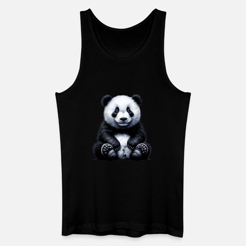 Panda - Männer Bio Tank Top - Schwarz