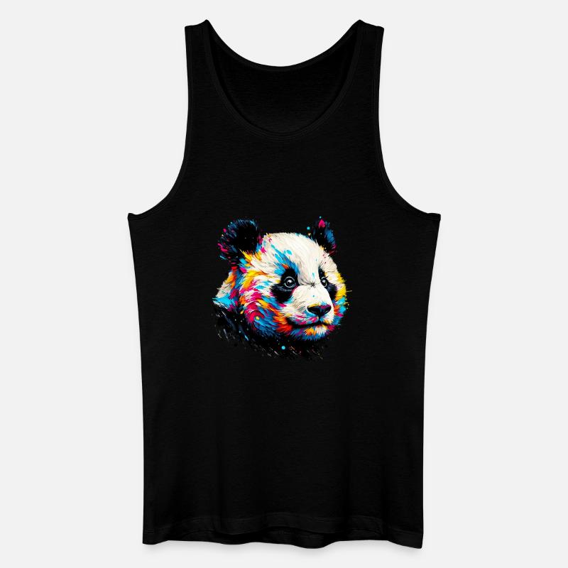 Panda - Männer Bio Tank Top - Schwarz