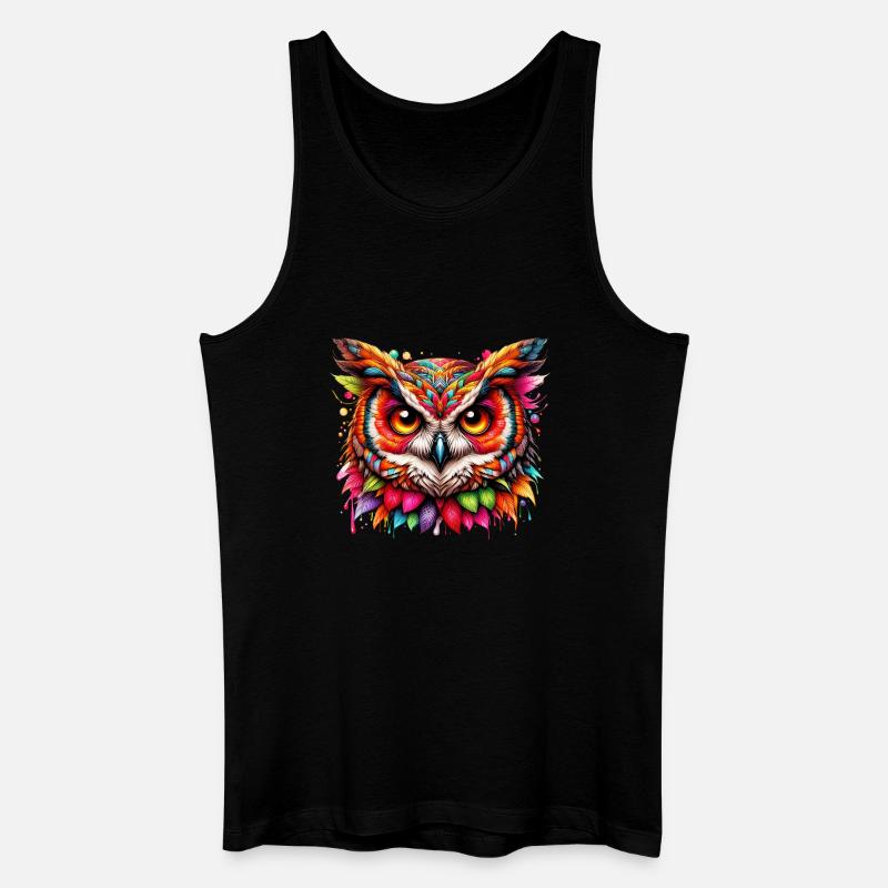 Eule - Männer Bio Tank Top - Schwarz