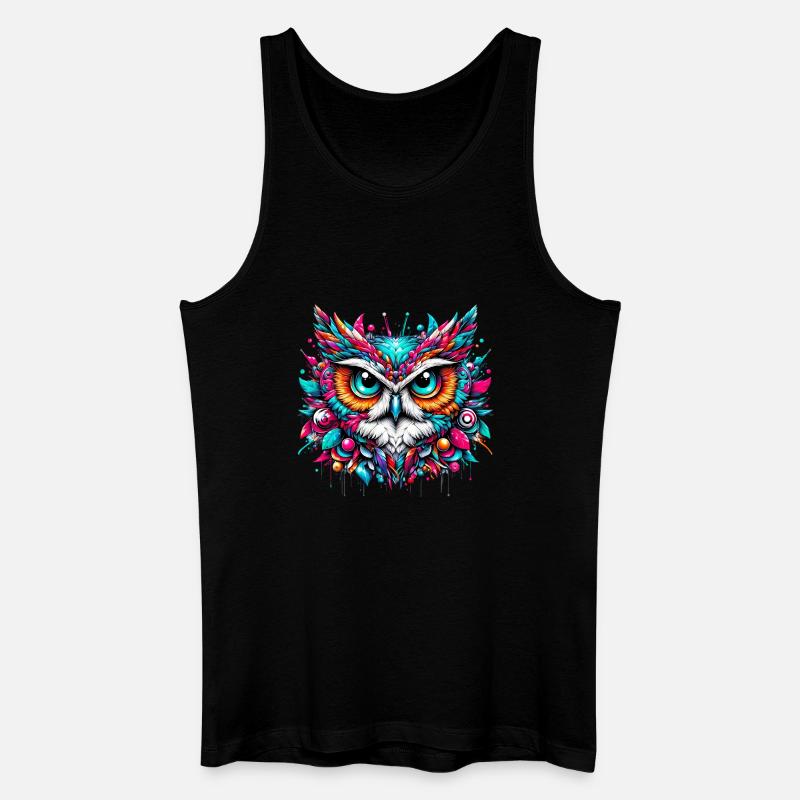 Eule - Männer Bio Tank Top - Schwarz