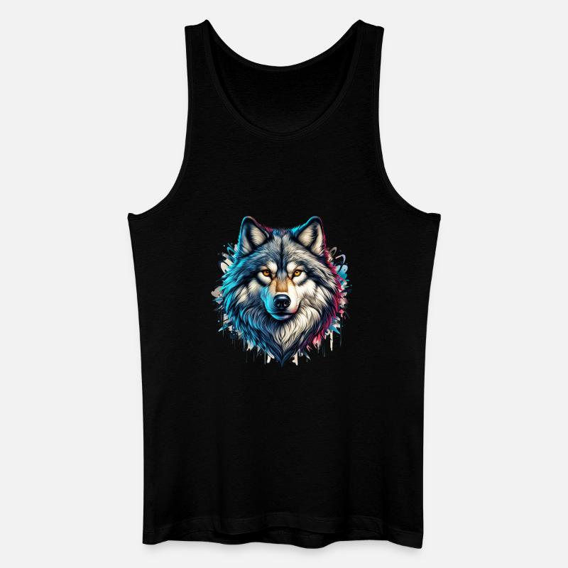 Wolf - Männer Bio Tank Top - Schwarz