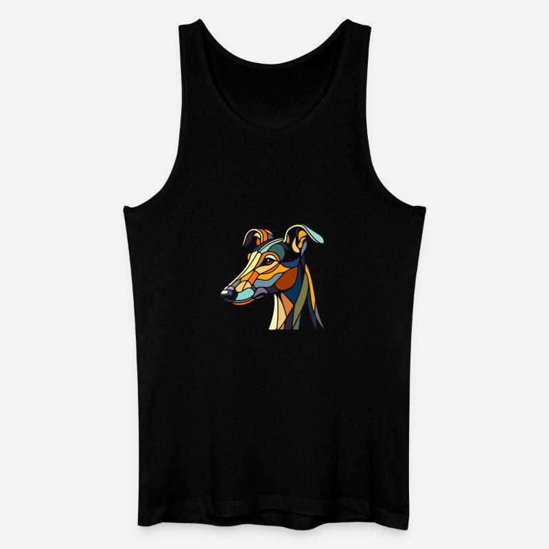 Windhundkopf im geometrischen Kunststil, Polygon - Männer Bio Tank Top - Schwarz