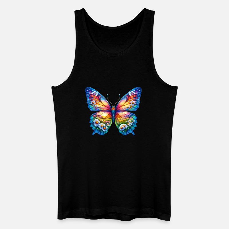 Schmetterlingsblumen Gänseblümchen Gänseblümchen - Männer Bio Tank Top - Schwarz