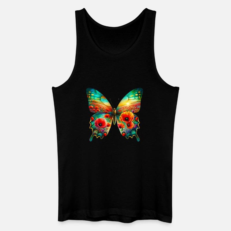 Schmetterlingsblumen Mohnfeld - Männer Bio Tank Top - Schwarz