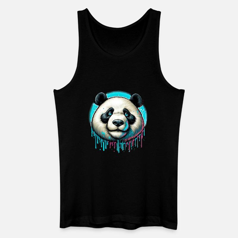 Panda - Männer Bio Tank Top - Schwarz