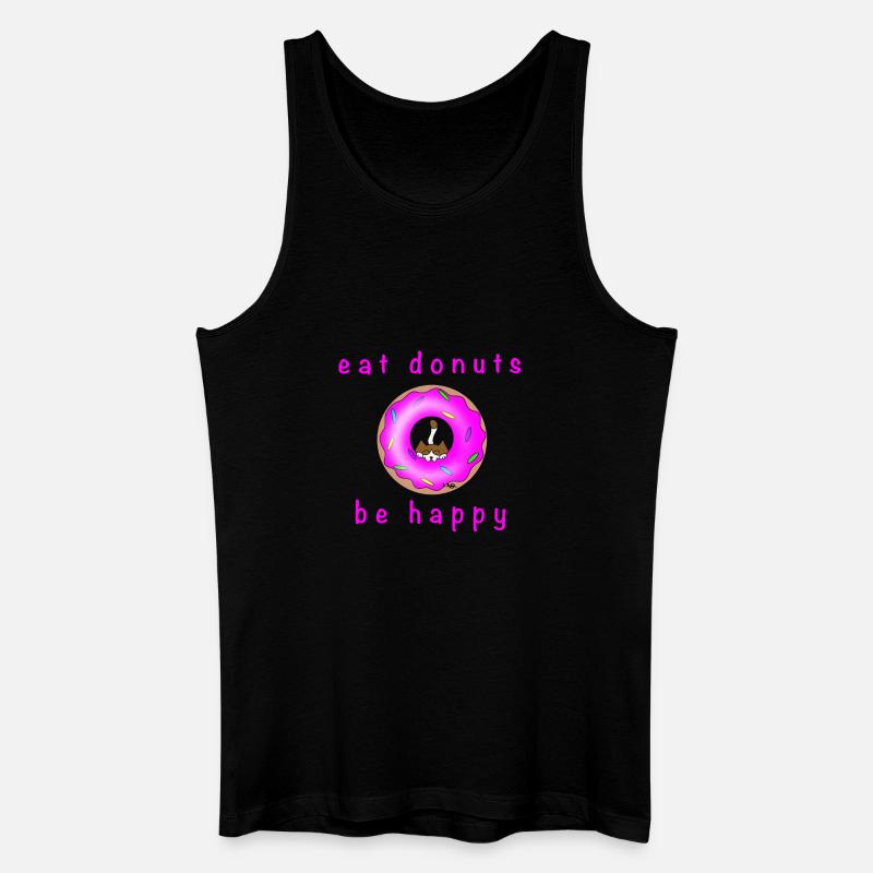 Katze mit Donat - Männer Bio Tank Top - Schwarz