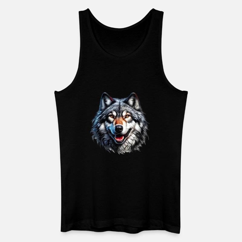 Wolf - Männer Bio Tank Top - Schwarz